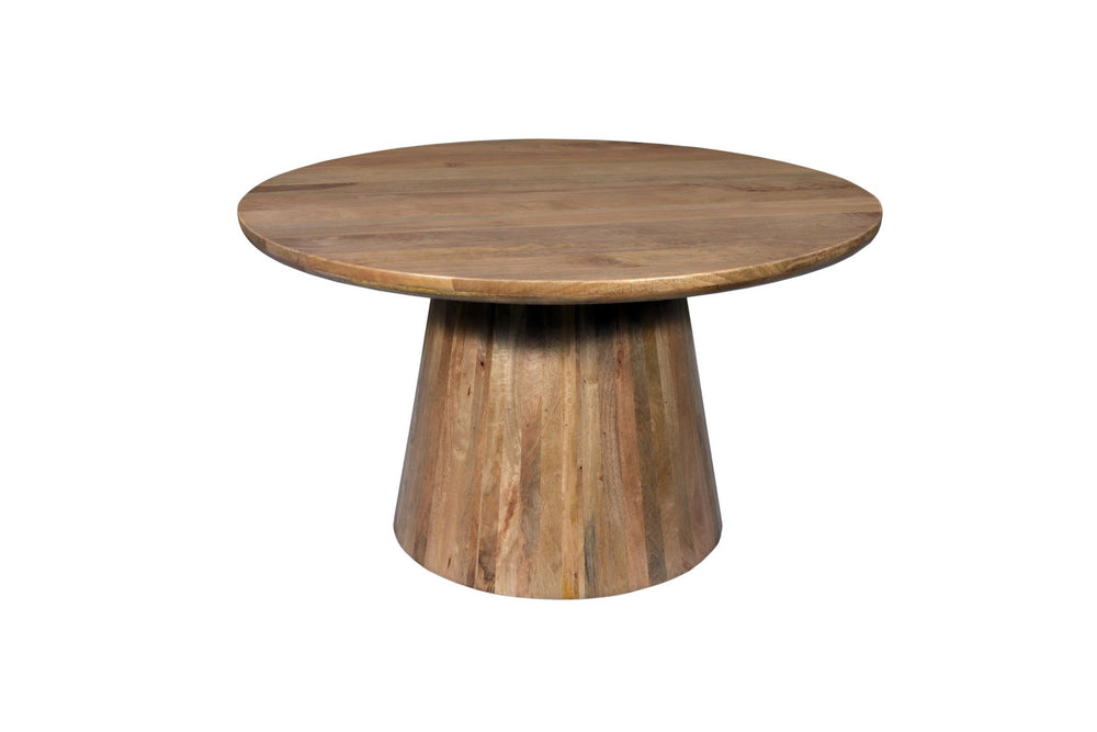 HomeRoots 54" Solid Mango Wood Round Pedestal Dining Table - Elegant Centerpiece for 6, Natural Finish 644520