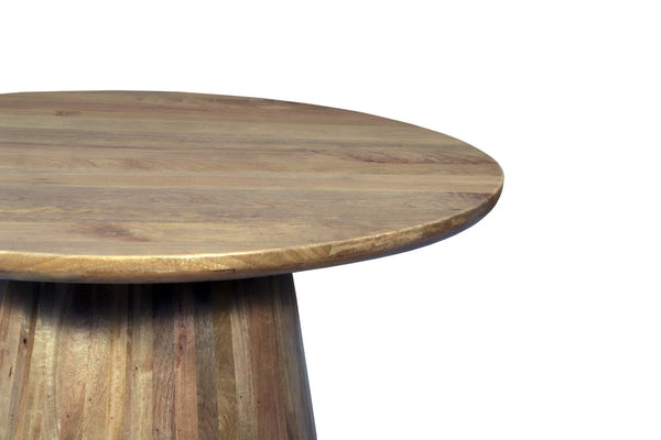 HomeRoots 54" Solid Mango Wood Round Pedestal Dining Table - Elegant Centerpiece for 6, Natural Finish 644520