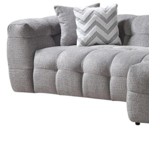 HomeRoots Light Gray Boucle L Shaped Sectional Sofa with Right-Facing Chaise and Five Stylish Toss Pillows 644521