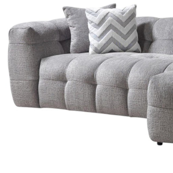 HomeRoots Light Gray Boucle L Shaped Sectional Sofa with Right-Facing Chaise and Five Stylish Toss Pillows 644521