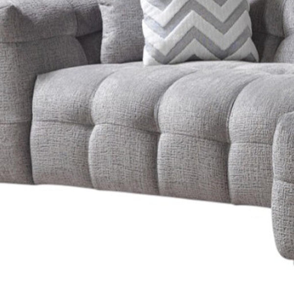 HomeRoots Light Gray Boucle L Shaped Sectional Sofa with Right-Facing Chaise and Five Stylish Toss Pillows 644521