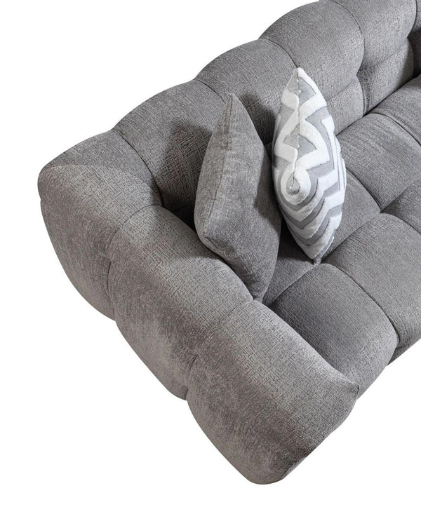 HomeRoots Light Gray Boucle L Shaped Sectional Sofa with Right-Facing Chaise and Five Stylish Toss Pillows 644521