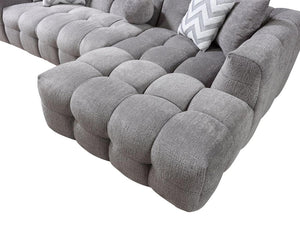 HomeRoots Light Gray Boucle L Shaped Sectional Sofa with Right-Facing Chaise and Five Stylish Toss Pillows 644521