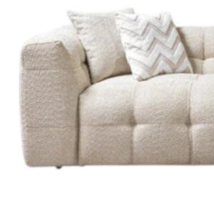 HomeRoots Ivory Boucle L-Shaped Sectional Sofa with Right-Facing Chaise & 5 Toss Pillows for Modern Comfort 644522