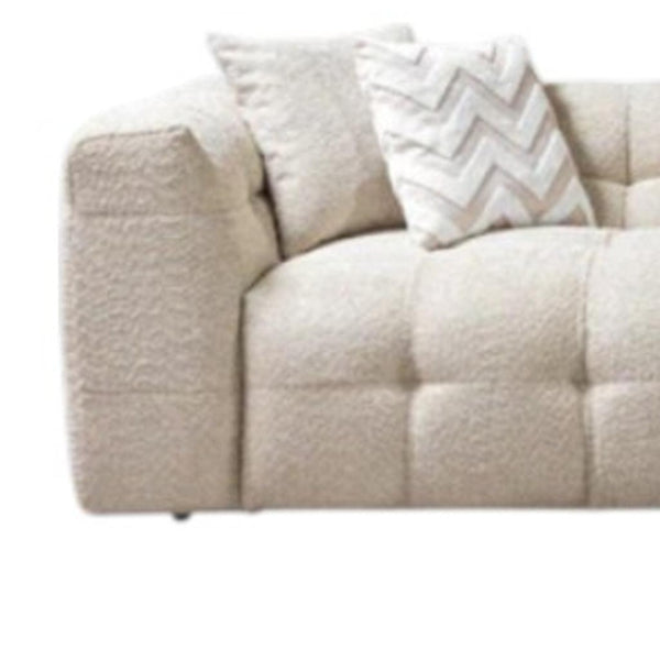 HomeRoots Ivory Boucle L-Shaped Sectional Sofa with Right-Facing Chaise & 5 Toss Pillows for Modern Comfort 644522