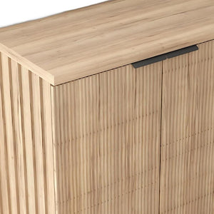 HomeRoots 35" Oak Textured Accent Cabinet - Rustic Two-Door Storage for Modern Living & Display Solutions 644523