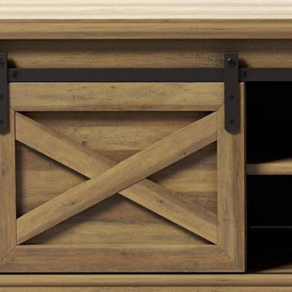 HomeRoots 47" Stylish Black and Natural Faux Leather Bench with Rustic Storage Shelves for Entryway Decor 644524