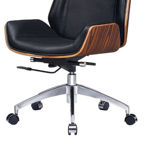 HomeRoots Black Rosewood and Silver Executive Office Chair - Adjustable Height, Swivel, and Rolling Comfort 644526