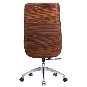 HomeRoots Black Rosewood and Silver Executive Office Chair - Adjustable Height, Swivel, and Rolling Comfort 644526