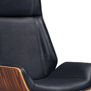 HomeRoots Black Rosewood and Silver Executive Office Chair - Adjustable Height, Swivel, and Rolling Comfort 644526