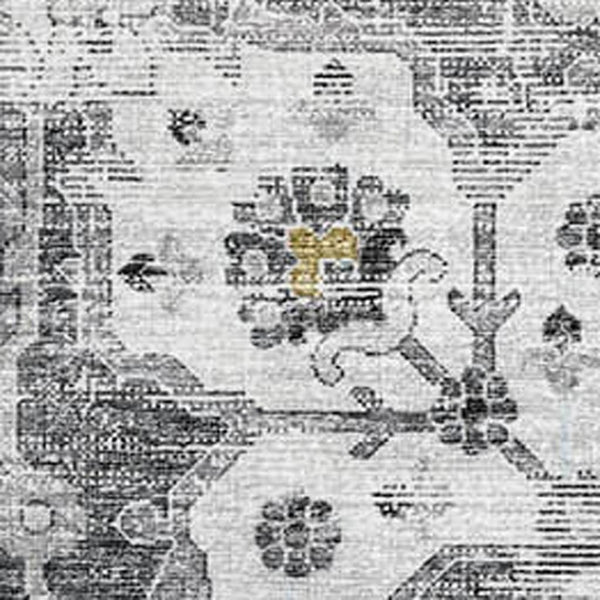 HomeRoots 5' X 8' Elegant Light Gray Floral Medallion Area Rug with UV Protection - Washable & Durable Design! 644528