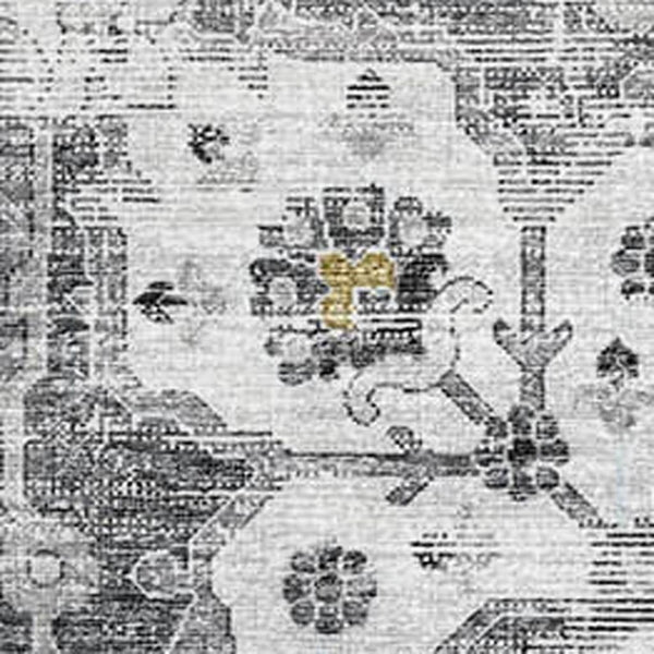 HomeRoots 8' X 10' Washable Light Gray Floral Medallion Area Rug with UV Protection for Busy Households 644530