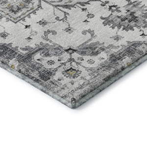 HomeRoots 10' Light Gray Ivory Gold Floral Medallion Area Rug - Washable, Durable, UV Protected for Style & Comfort 644532