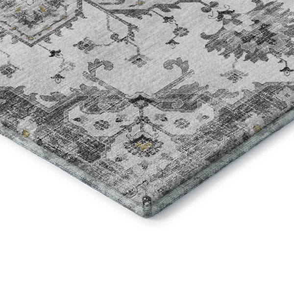 HomeRoots 10' Light Gray Ivory Gold Floral Medallion Area Rug - Washable, Durable, UV Protected for Style & Comfort 644532