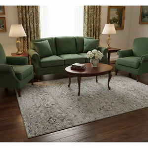 HomeRoots 5' X 8' Ash Gray Brown Ivory Floral Medallion Area Rug - Washable, UV-Protected & Stain-Resistant! 644552