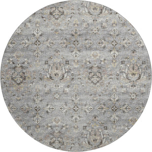 HomeRoots 8' Washable Round Rug with Floral Medallion Design – UV Protected, Stain Resistant, Easy-Care Home Décor 644553