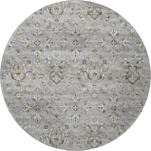 HomeRoots 8' Washable Round Rug with Floral Medallion Design – UV Protected, Stain Resistant, Easy-Care Home Décor 644553