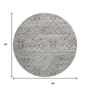 HomeRoots 8' Washable Round Rug with Floral Medallion Design – UV Protected, Stain Resistant, Easy-Care Home Décor 644553