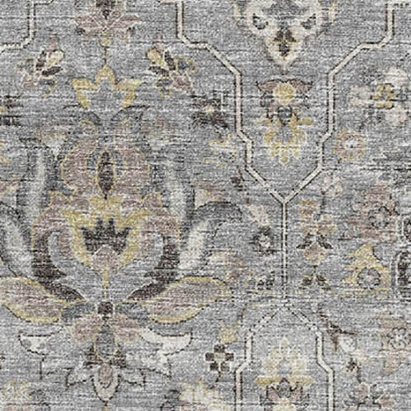 HomeRoots 8' X 10' Durable Floral Medallion Area Rug in Ash Gray, Brown & Ivory - Washable & UV Protected! 644554