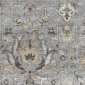 HomeRoots 8' X 10' Durable Floral Medallion Area Rug in Ash Gray, Brown & Ivory - Washable & UV Protected! 644554