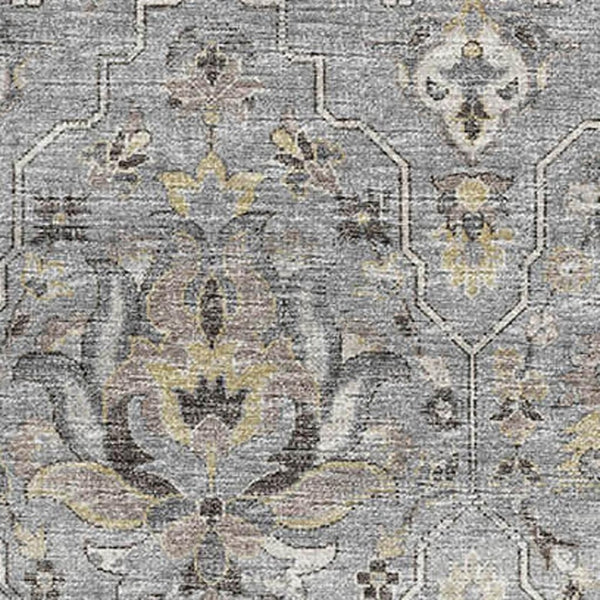 HomeRoots 8' X 10' Durable Floral Medallion Area Rug in Ash Gray, Brown & Ivory - Washable & UV Protected! 644554