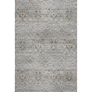 HomeRoots 10' Floral Medallion Area Rug in Ash Gray, Brown & Ivory - Washable, UV-Protected, Durable Design 644556