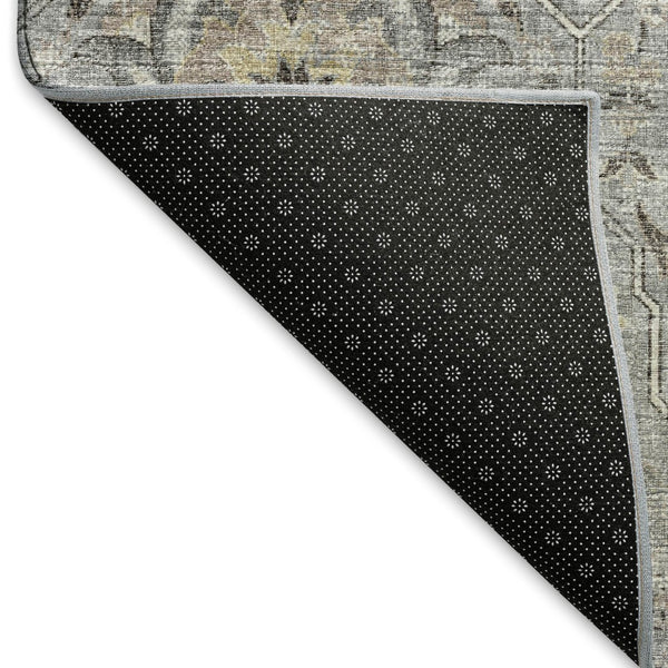 HomeRoots 10' Floral Medallion Area Rug in Ash Gray, Brown & Ivory - Washable, UV-Protected, Durable Design 644556