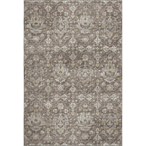 HomeRoots 9' X 12' Elegant Taupe Ivory Gold Floral Medallion Area Rug - Washable, Stain Resistant & UV Protected 644561