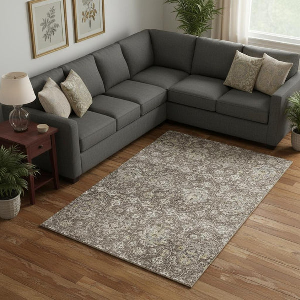 HomeRoots 10' X 14' Durable Floral Medallion Area Rug with UV Protection - Washable, Stain-Resistant Elegance 644562