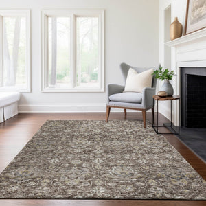 HomeRoots 10' X 14' Durable Floral Medallion Area Rug with UV Protection - Washable, Stain-Resistant Elegance 644562