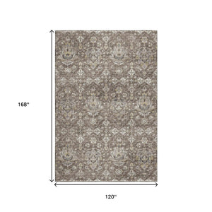 HomeRoots 10' X 14' Durable Floral Medallion Area Rug with UV Protection - Washable, Stain-Resistant Elegance 644562