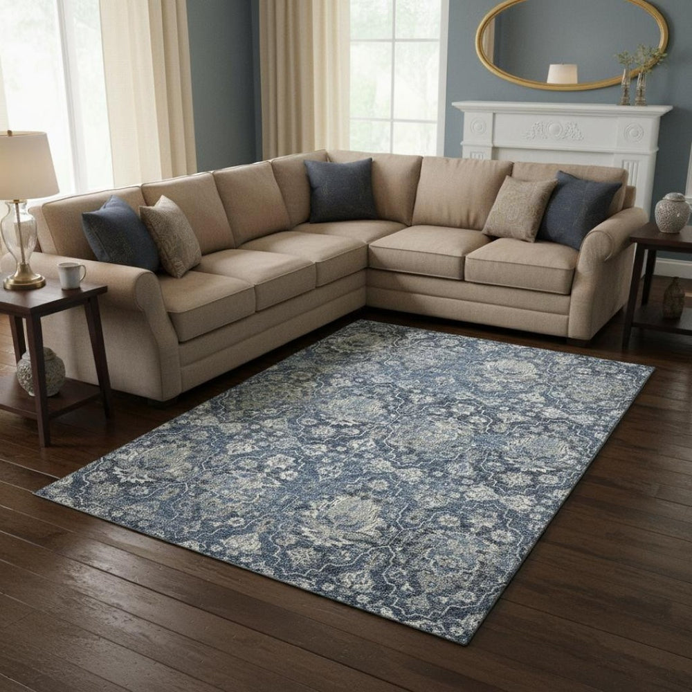 HomeRoots 8' X 10' Floral Medallion Area Rug - Washable, UV Protected, Stain Resistant, Perfect for Families! 644566