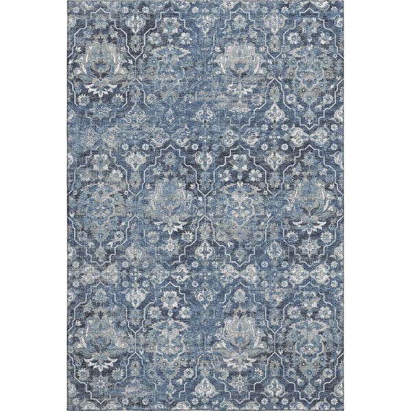 HomeRoots 10' Blue & Ivory Floral Medallion Area Rug - Washable, UV Protected, Stain Resistant for Homes 644568