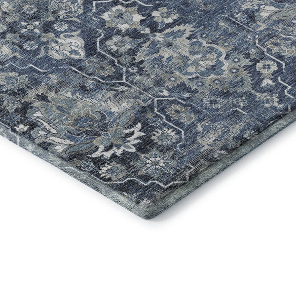 HomeRoots 10' Blue & Ivory Floral Medallion Area Rug - Washable, UV Protected, Stain Resistant for Homes 644568