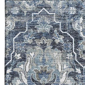 HomeRoots 10' Blue & Ivory Floral Medallion Area Rug - Washable, UV Protected, Stain Resistant for Homes 644568