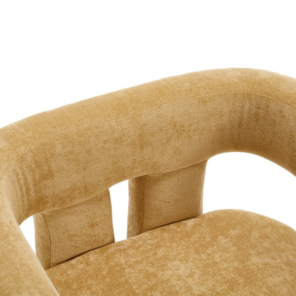 English Elm United We Win Chenille Barrel Accent Armchairs Set of Two for Living Room Dining Yellow W1568P389274