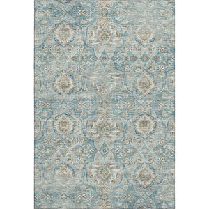 HomeRoots 9' X 12' Persian Blue Floral Medallion Area Rug – Washable, Stain-Resistant, UV Protected Decor Piece 644585
