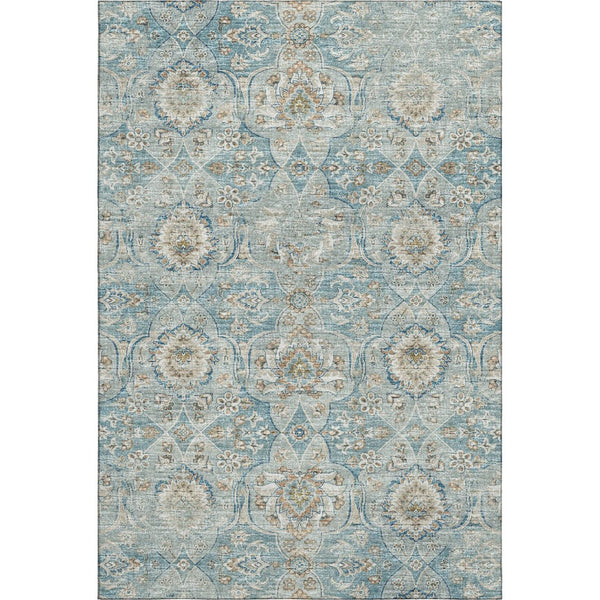 HomeRoots 9' X 12' Persian Blue Floral Medallion Area Rug – Washable, Stain-Resistant, UV Protected Decor Piece 644585