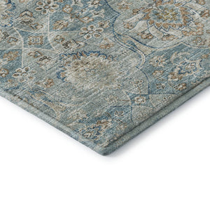 HomeRoots 9' X 12' Persian Blue Floral Medallion Area Rug – Washable, Stain-Resistant, UV Protected Decor Piece 644585