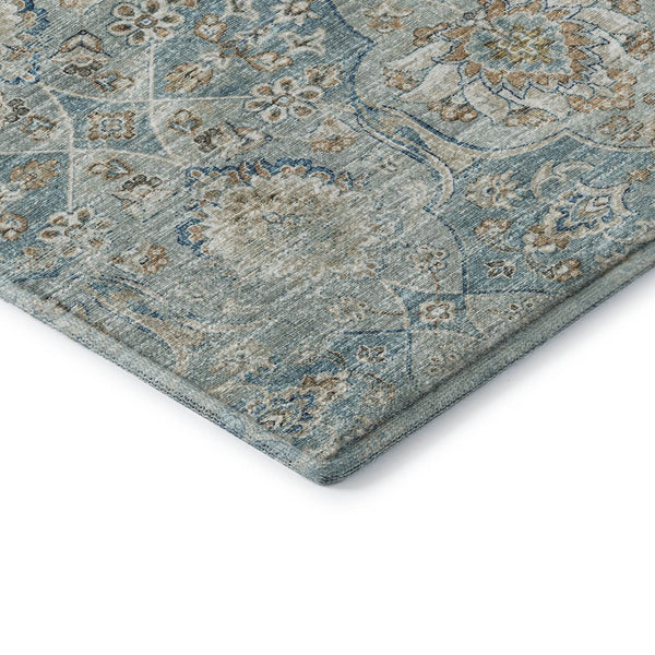 HomeRoots 9' X 12' Persian Blue Floral Medallion Area Rug – Washable, Stain-Resistant, UV Protected Decor Piece 644585