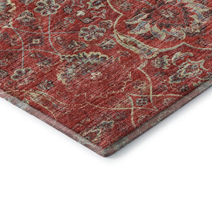 HomeRoots 10' X 14' Red and Beige Floral Medallion Area Rug – Washable, UV Protected, Pet-Friendly Elegance 644592