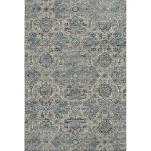 HomeRoots 9' X 12' Denim Blue & Gray Floral Medallion Rug - Washable, Stain Resistant, UV Protected for Homes 644597