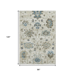 HomeRoots 8' X 10' Washable Floral Medallion Area Rug - UV Protected, Stain Resistant, Ideal for Busy Homes 644608