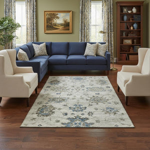 HomeRoots 8' X 10' Washable Floral Medallion Area Rug - UV Protected, Stain Resistant, Ideal for Busy Homes 644608