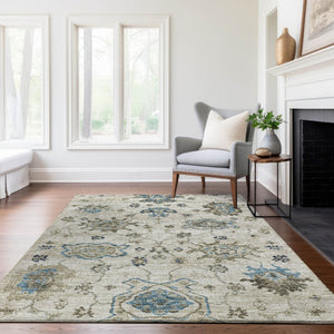 HomeRoots 8' X 10' Washable Floral Medallion Area Rug - UV Protected, Stain Resistant, Ideal for Busy Homes 644608