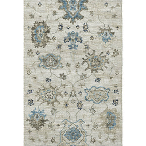 HomeRoots 10' Blue Ivory Gray Floral Medallion Area Rug – Washable, UV Protected, Durable & Stain Resistant 644610