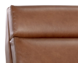 Sunpan Brandon Recliner - Luxurious Buffalo Leather Comfort with Stylish Wood Accents for Your Living Space Dark Brown, Shalimar Tobacco Leather