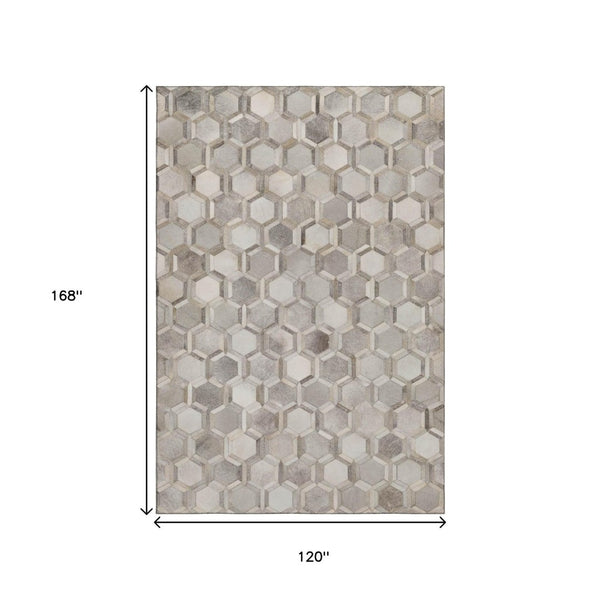 HomeRoots 10' Gray Ivory and Beige Geometric Area Rug - Washable, UV Protected, Stain Resistant for Homes 644634