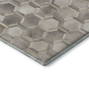 HomeRoots 10' Gray Ivory and Beige Geometric Area Rug - Washable, UV Protected, Stain Resistant for Homes 644634