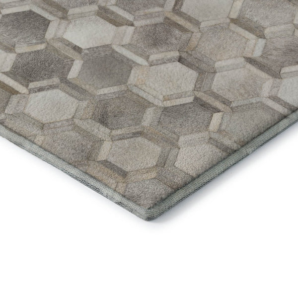 HomeRoots 10' Gray Ivory and Beige Geometric Area Rug - Washable, UV Protected, Stain Resistant for Homes 644634